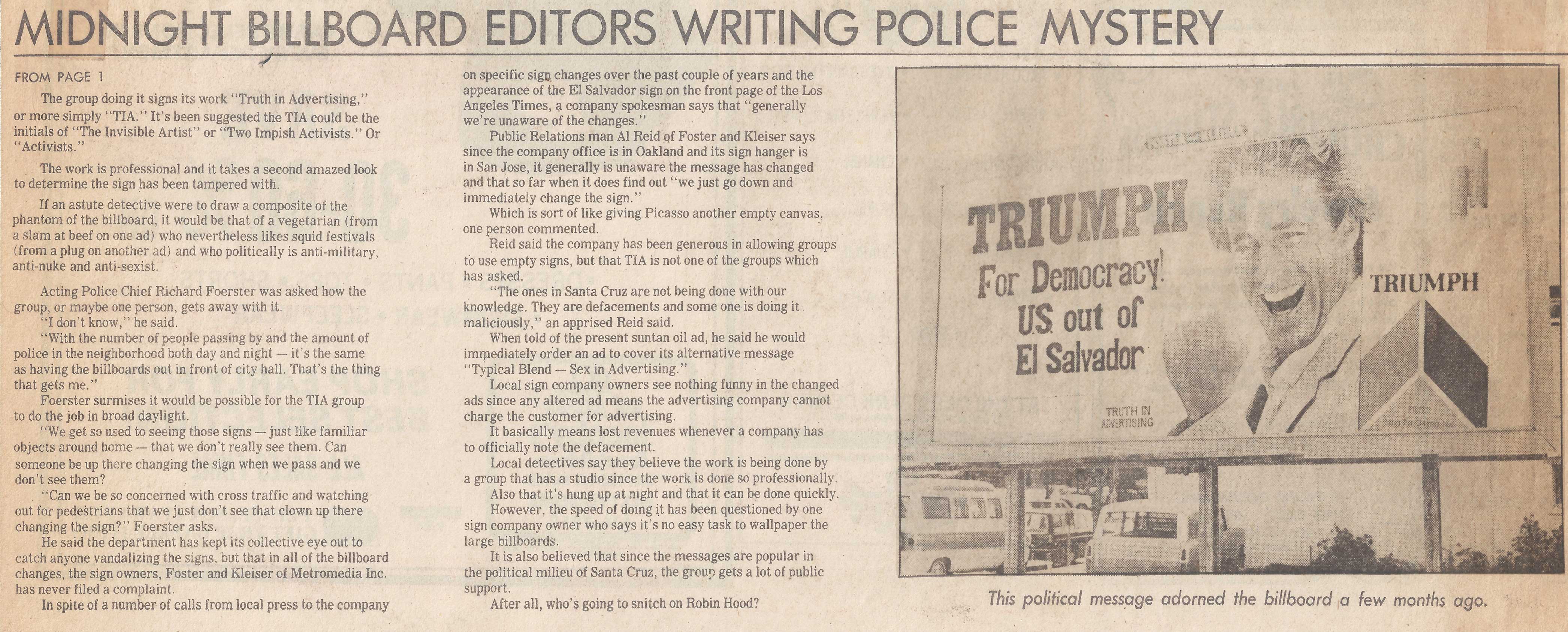 Santa Cruz Sentinel back page.